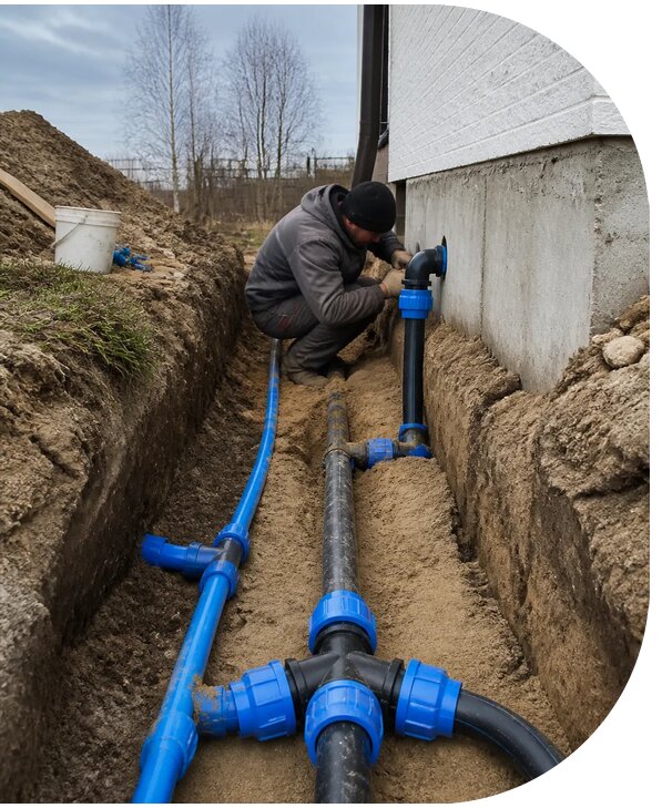 Монтаж наружного водопровода на участке под ключ в Ялте